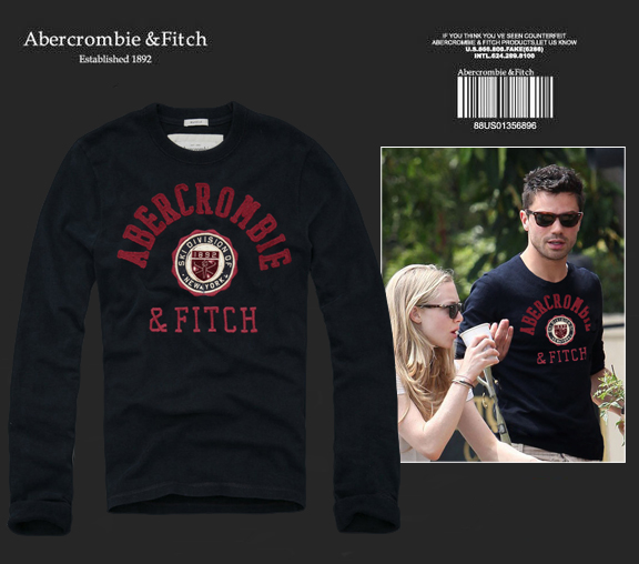 Abercrombie Fitch Hombres De Cuello Redondo Con Gente Fotos Largo Remera AF6007